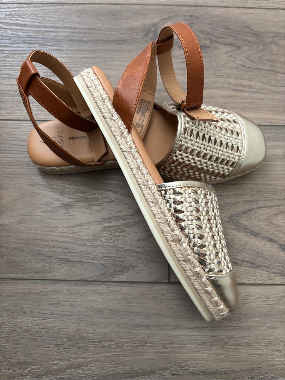 Metallic Woven Ankle-Strap Flats - Gold - Picture 4 of 5